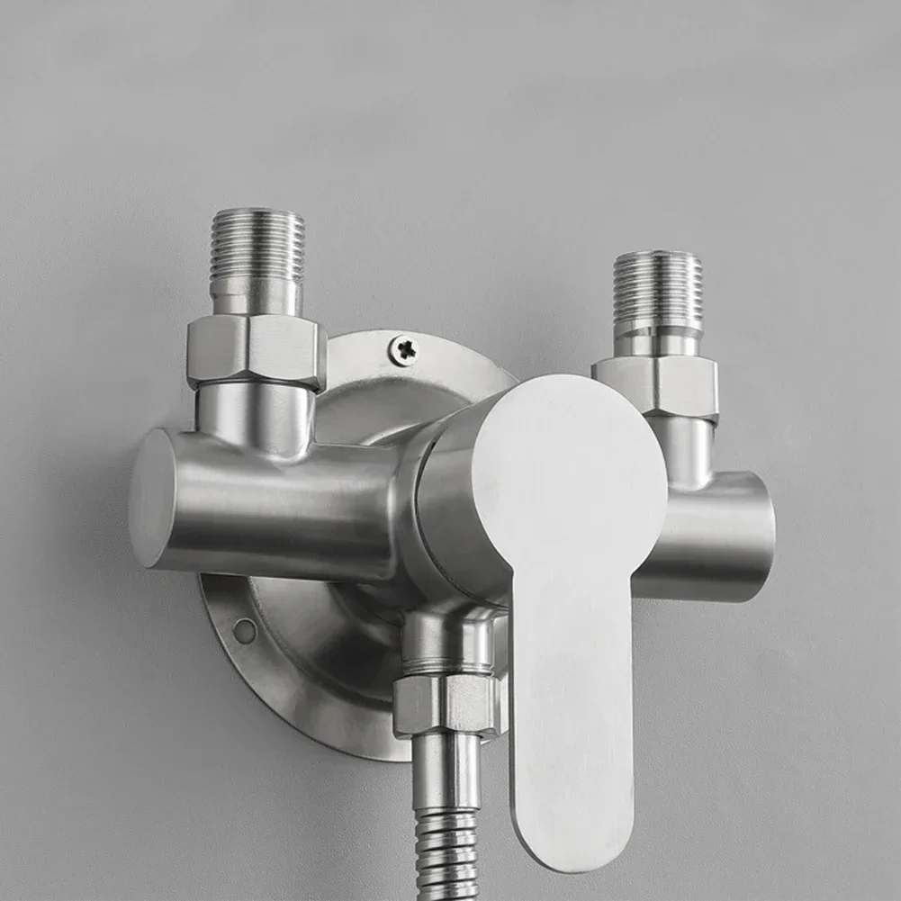 Stainless Steel Shower Faucet Wall-mounted And Cold Water Mixer Metal Handle G1/2inch Tap Bathroom Lifting Type Faucet