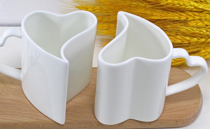 300ml, 2 stk/parti, termokop, der elsker porcelæn, nye espressokopper, hjerteformet krus, bryllup, hvid porcelænskop