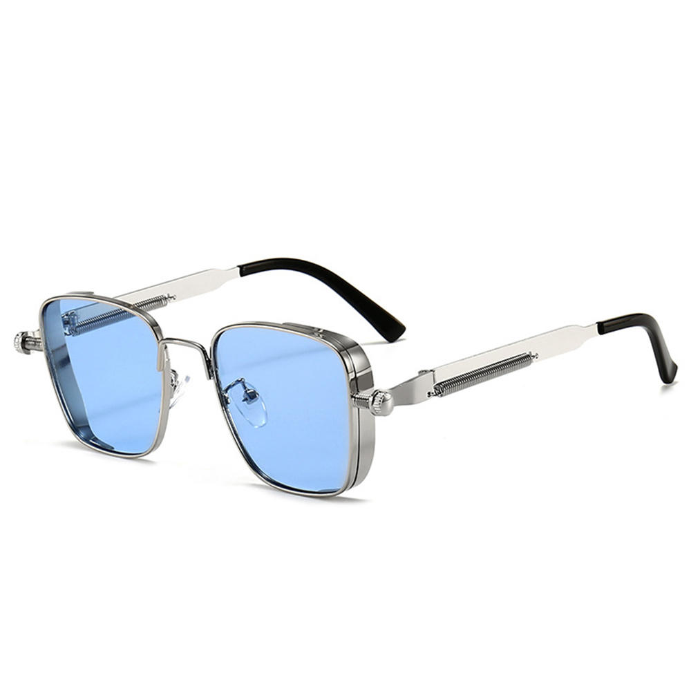 Herren Polarisierte Sonnenbrille aus Aluminium-Magnesium-Legierung, Punk-Sonnenbrille, Doppelbalken, Quadratische Sonnenbrille, UV400 Anglerbrille: Lavendel