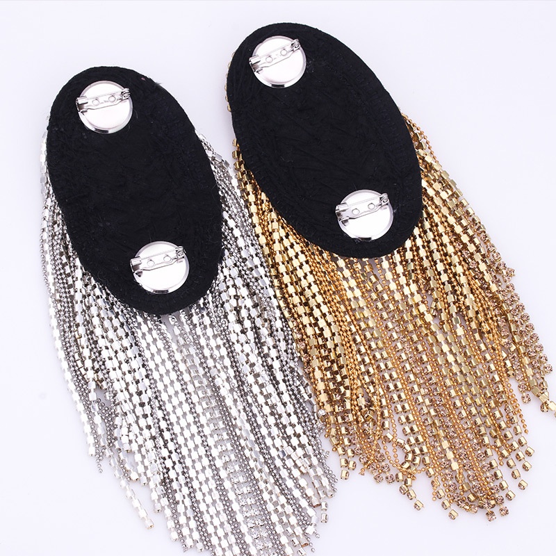 1PCS Handmade Shoulder Jewelry Tassel Rhinestones Epaulettes Clothing Accessories Brooch Epaulet Shoulder Brooches
