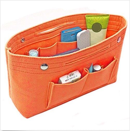 Women Insert Handbag Organiser Purse Felt liner Organizer Bag Tidy Travel US: Orange