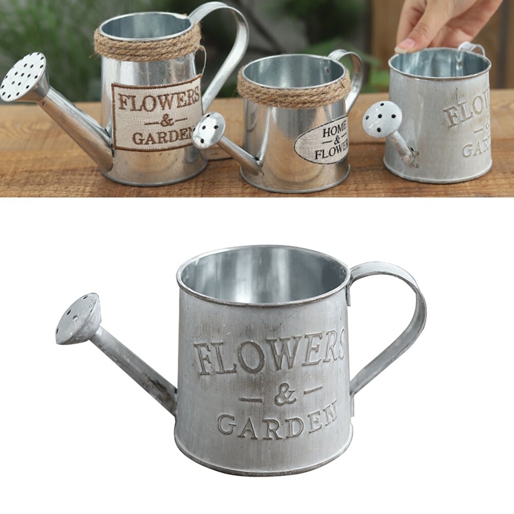 Flower Vase Can Rustic Iron Metal Jug Pitcher Tin Bucket Watering Can Shape Portable Pot for Home Wedding Party Decor