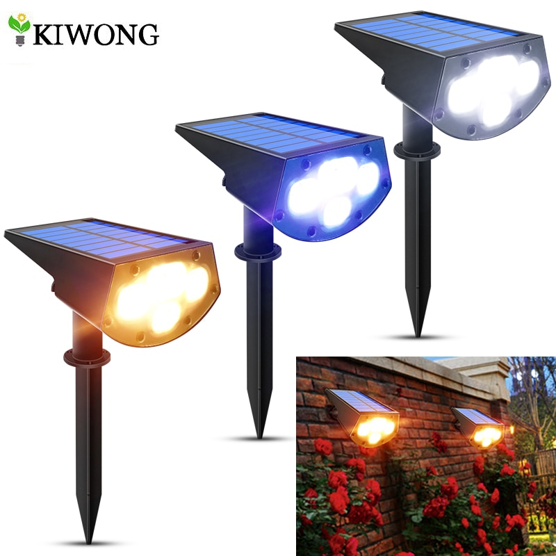 2in1 Solar Spotlights Outdoor Solar Landscape Lights Waterproof Adjustable Wall Lamp for Patio Pathway Yard Garden Driveway Pool