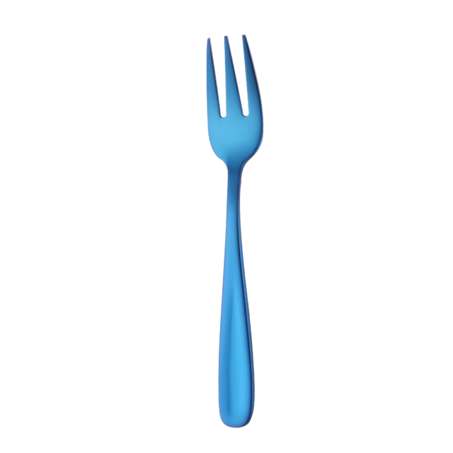 6Pcs/lot Gold Cake Forks Stainless Steel Mini Fork Thick Cutlery Fruit Fork Metal Dessert Fork for high tea Party: Blue