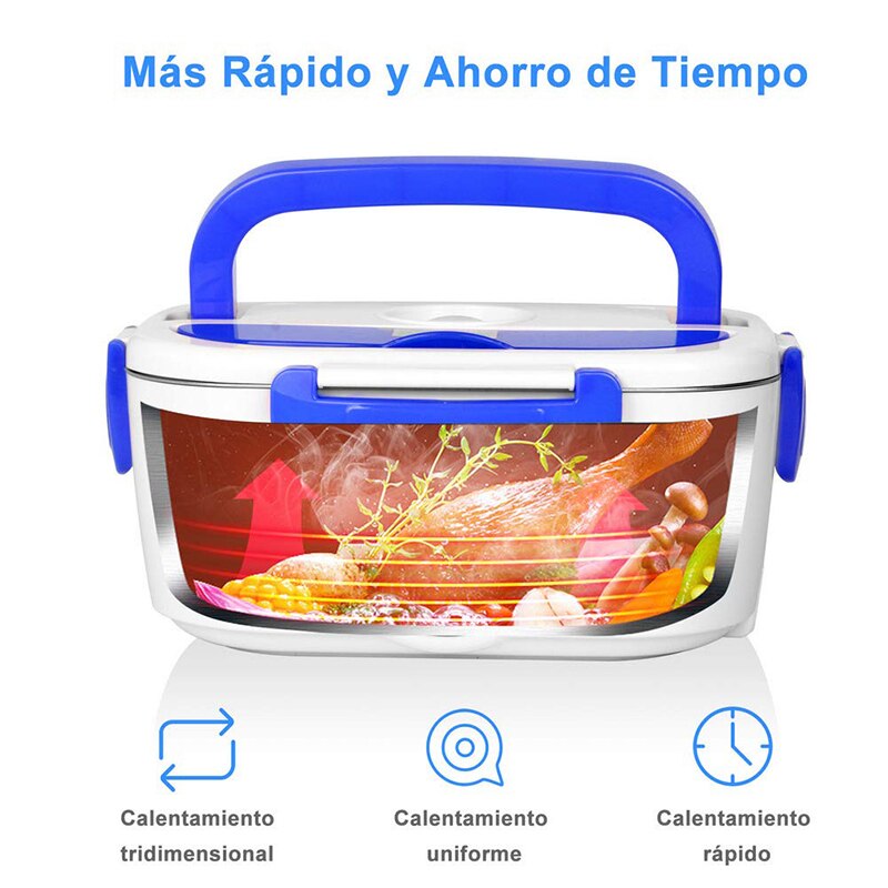 Stainless Steel Portable Electric Lunch Box Food Heater With Spoon And Two Compartments For Work 40W 220V Kitchen Pot K802