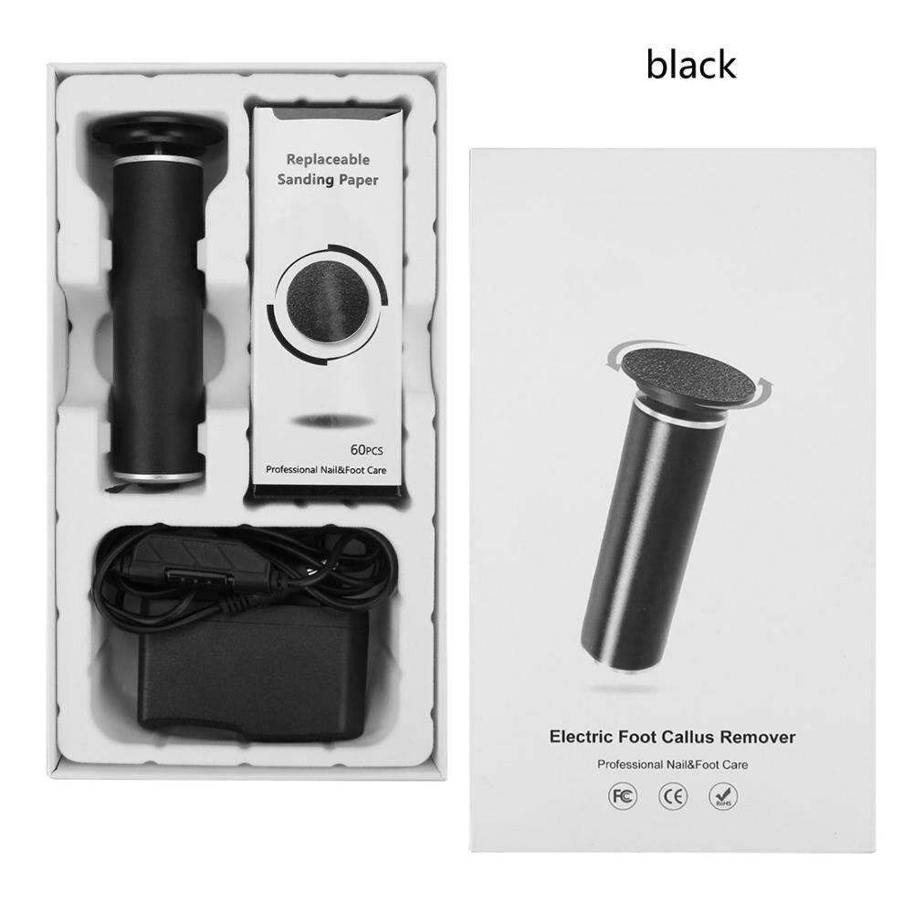 Removedor eléctrico de callos para pies máquina de archivos de pedicura eléctrica CUIDADO DE pies 60 uds lija pies piel muerta eliminación de callos: Black