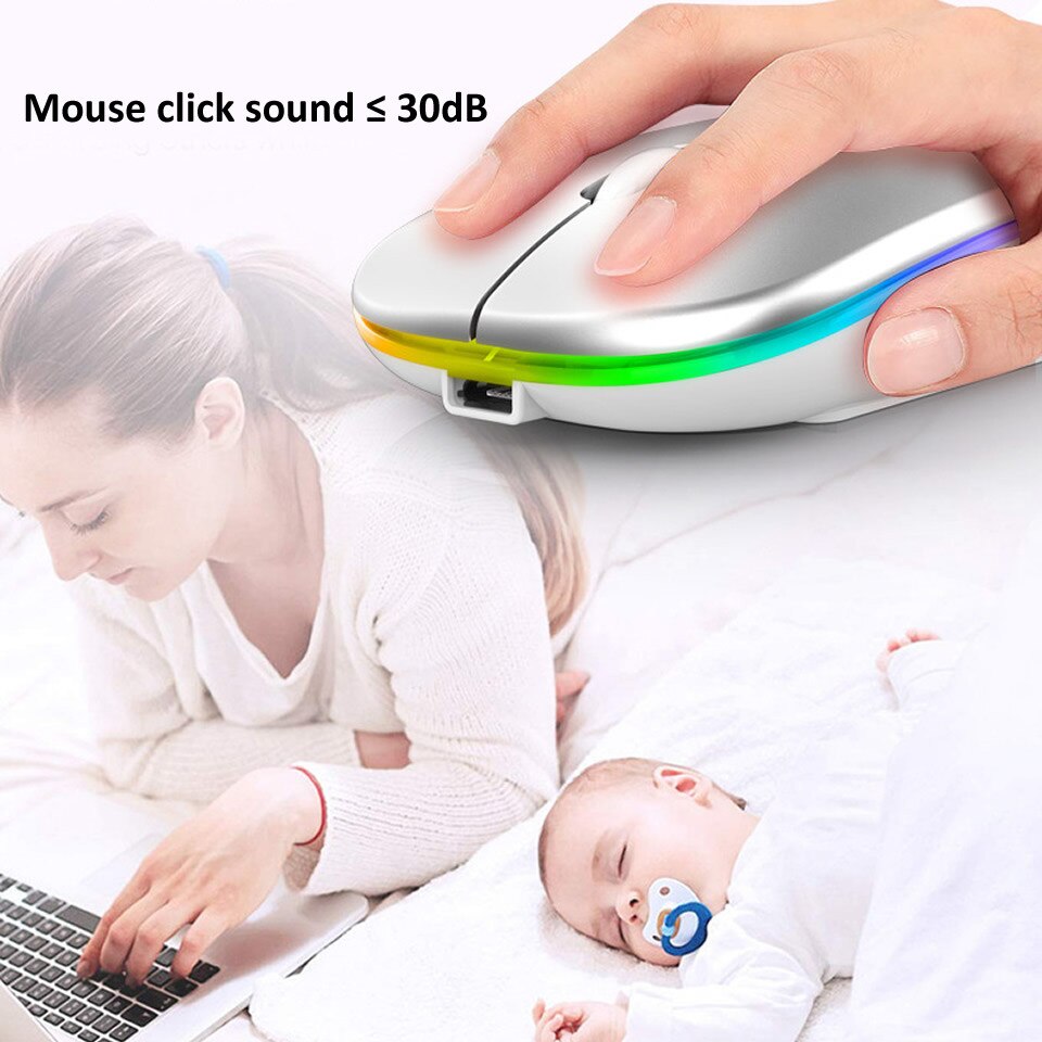 Raton Wireless Mouse With LED Backlit USB Rechargeable Bluetooth-compatible RGB Silent Gaming Mouse For Computer Laptop PC