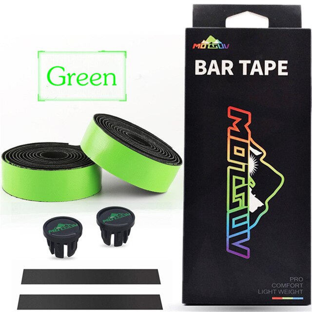 Motsuv guidoline de vélo anti-vibrations pu eva courbée vélo route vélo bandes course respirant antidérapant guidon ceinture wrap: Vert