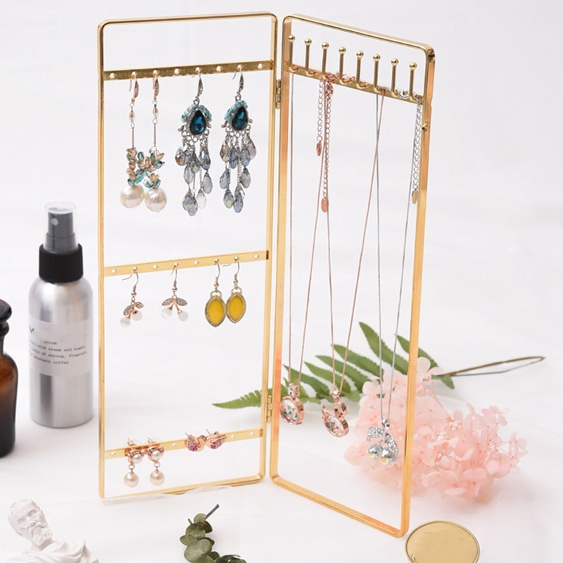 Double Panel Jewelry Display Rack Hanging Earrings Stand Jewelry Organizer