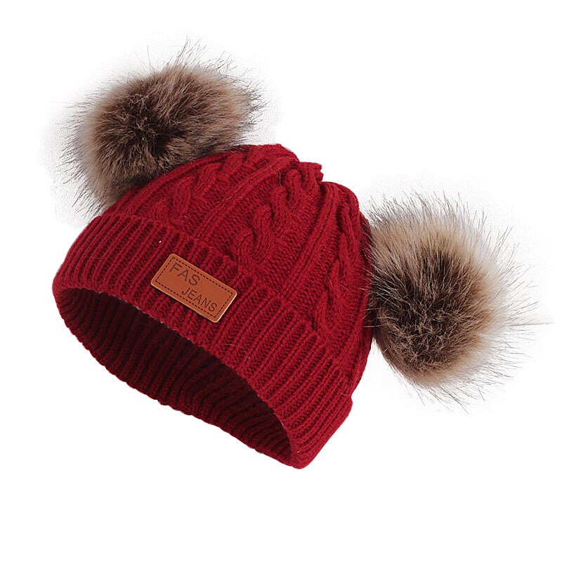 6-36 Months Girlsl Knitted Beanie Hat Scarf Two Piece Set Solid Winter Warm Toddler Children Ear Protection Girl Hat Scarves: red hat only