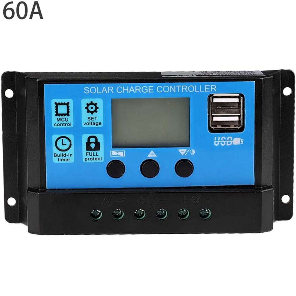 MPPT Solar Controllers Automatic Tracking Equipment Charge Home Regulator LCD Display Protect Battery: 60A