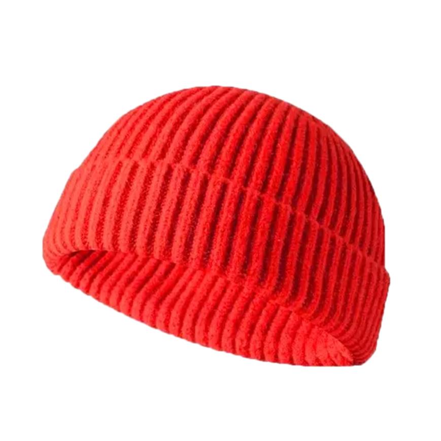 Kvinders mænds korte hat efterår vinter varm strikket solid elastisk beanie caps high street stil hip hop hat kraniet cap sømand cap: -en