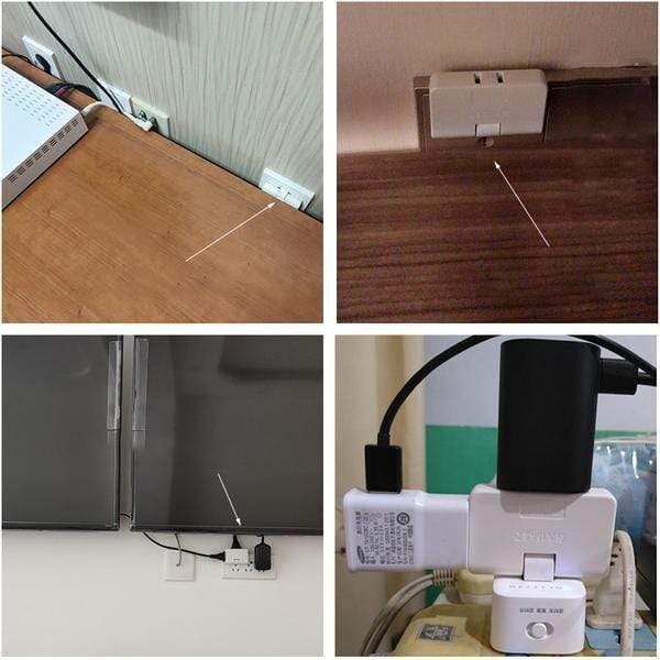 Us standard 2 stk roterbar stikkontakt adapter 1- i -3 180 grader utvidet multi-plugg mini slim trådløs stikkontakt adapter lys