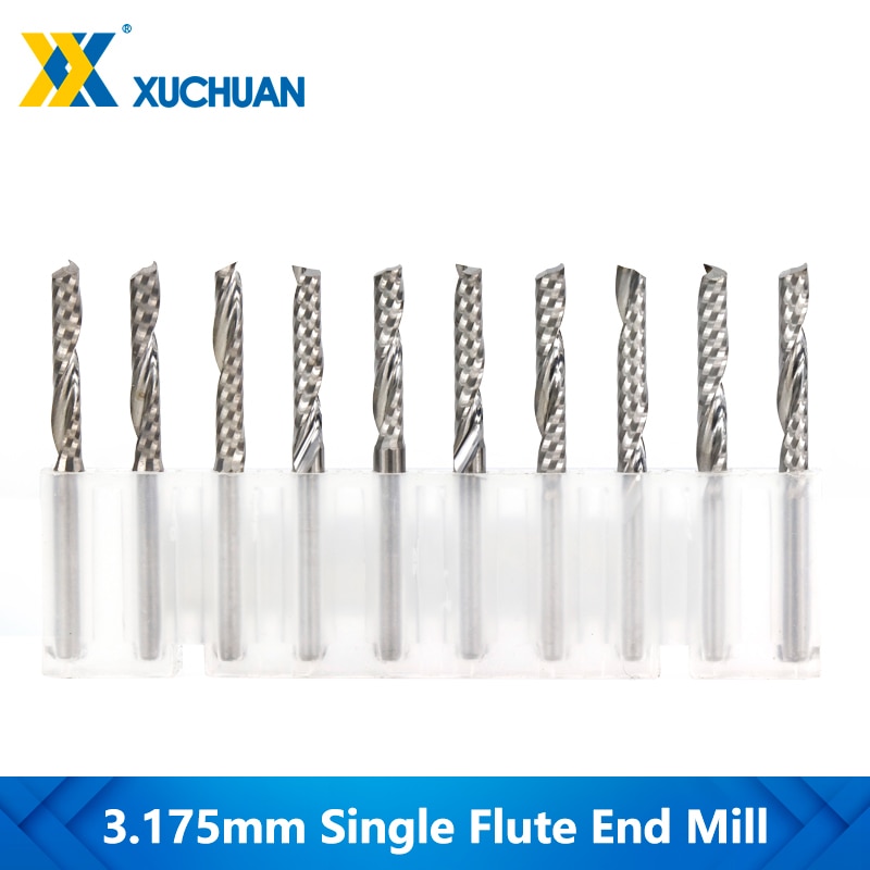 Fraise à cannelure unique CNC fraise en spirale fraise 3D 10 pièces fraise en carbure de tungstène 3.175mm fraise à queue