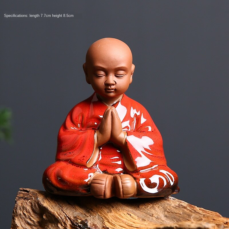 Håndlavet sød lille munk zen te ornamenter lilla sand boligdekorationer te ceremoni te bakke ler te kæledyr mini teaset: Tesæt 4