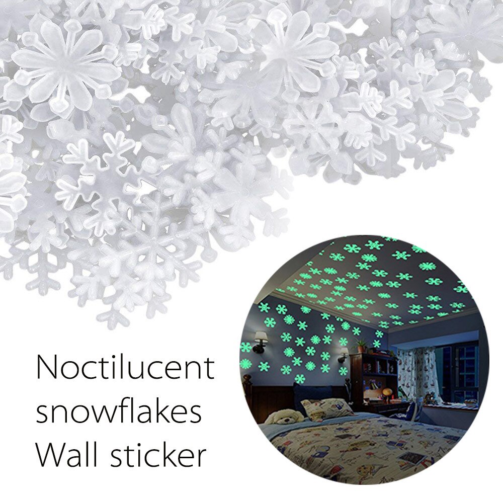 50PC Kids Slaapkamer Fluorescent Glow In The Dark Sneeuwvlok Muurstickers *