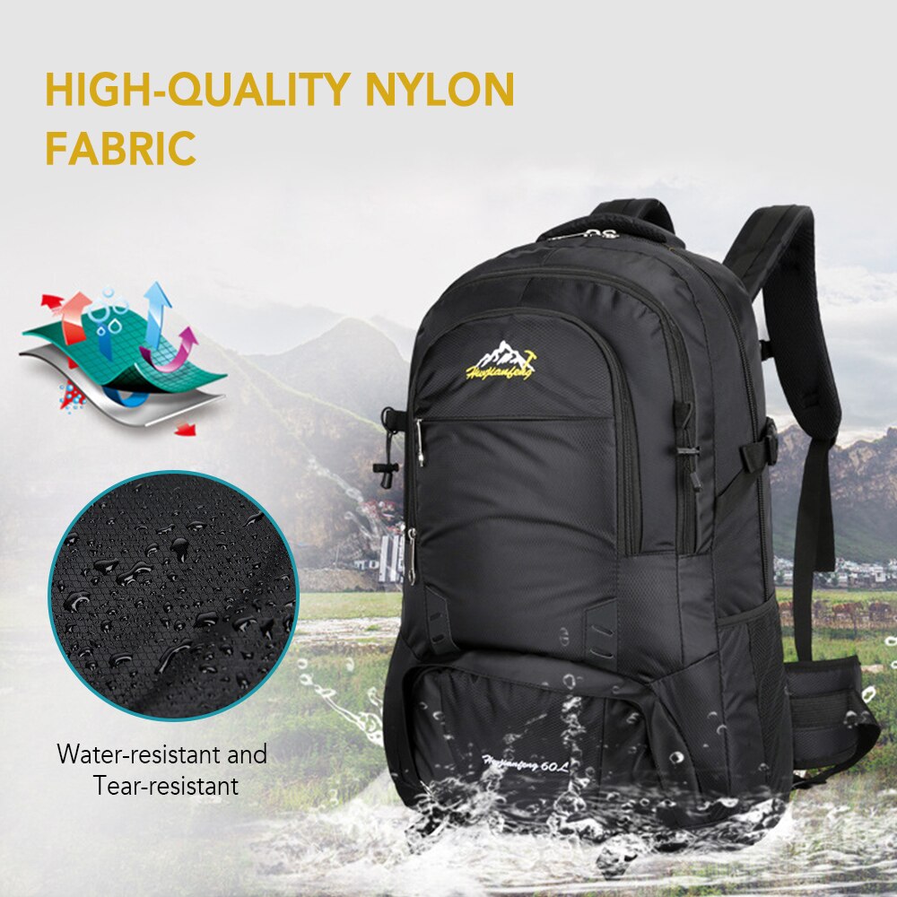 60L Outdoor Camping Backpack Waterproof Nylon Trekking Backpack Large Capacity Hiking Cycling Climbing Sports Travel Backpack
