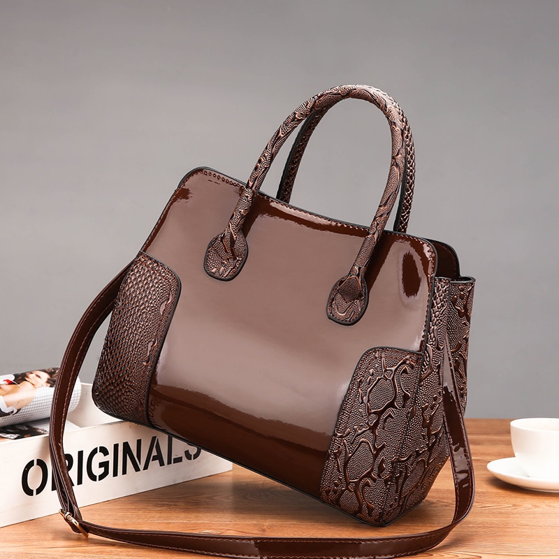 Luxe en cuir verni femmes sac à main 2 ensembles dames Composite sacs sacs de messager dames portefeuille sac à bandoulière