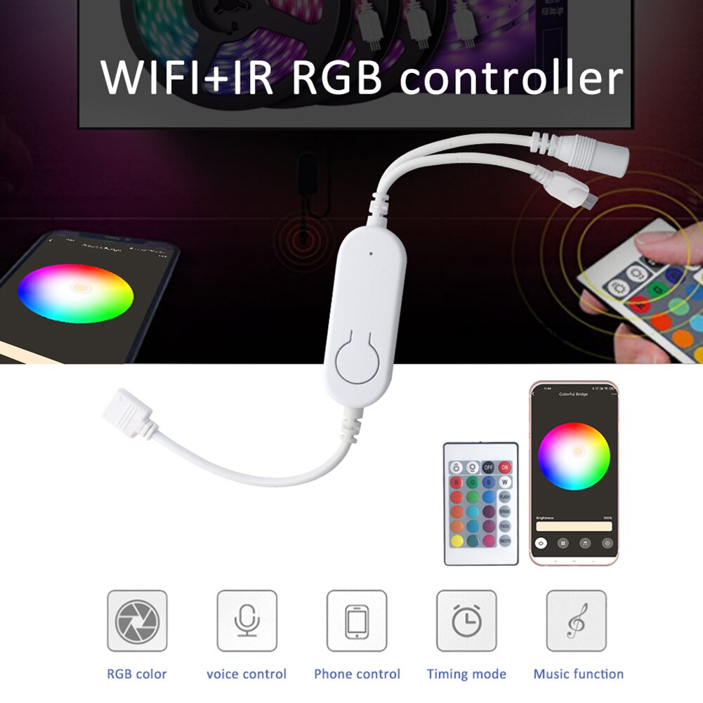 DC5-12V Lamp Dimmer WiFi RGB Controller 24 Keys Music Remote Controller for LED Strip Light Accessories