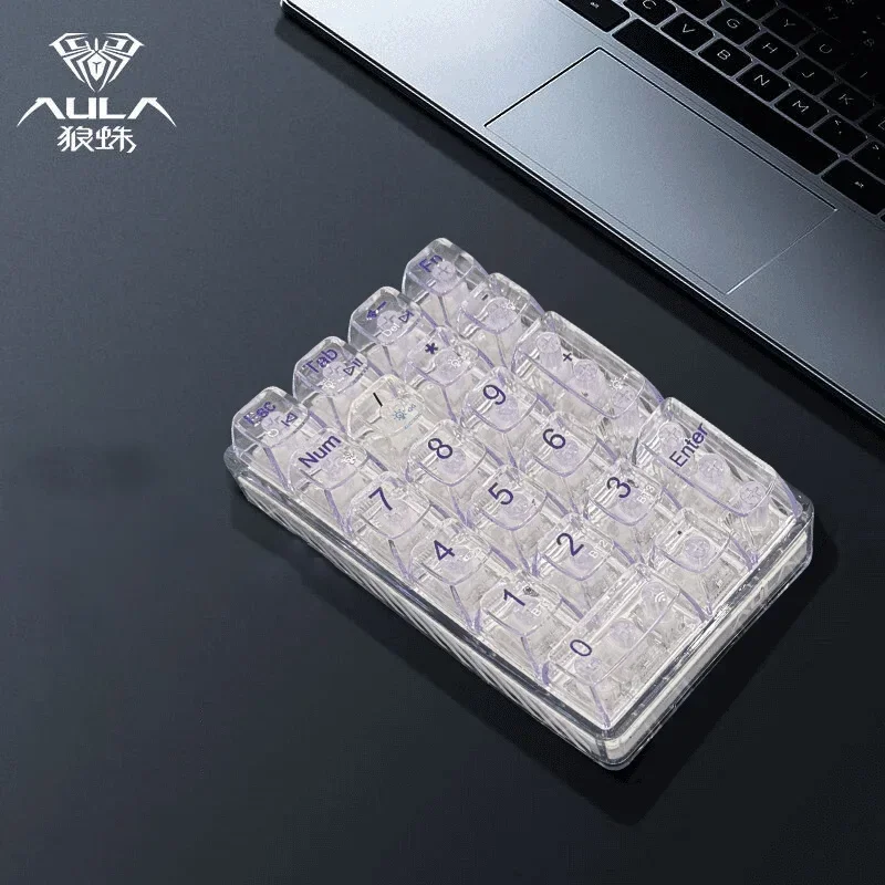 AULA F21 Wireless Numeric Keypad White Backlight Transparent Mini Numeric Keyboard 21 Keys Bluetooth Mechanical Gamer NumberPad: Natural