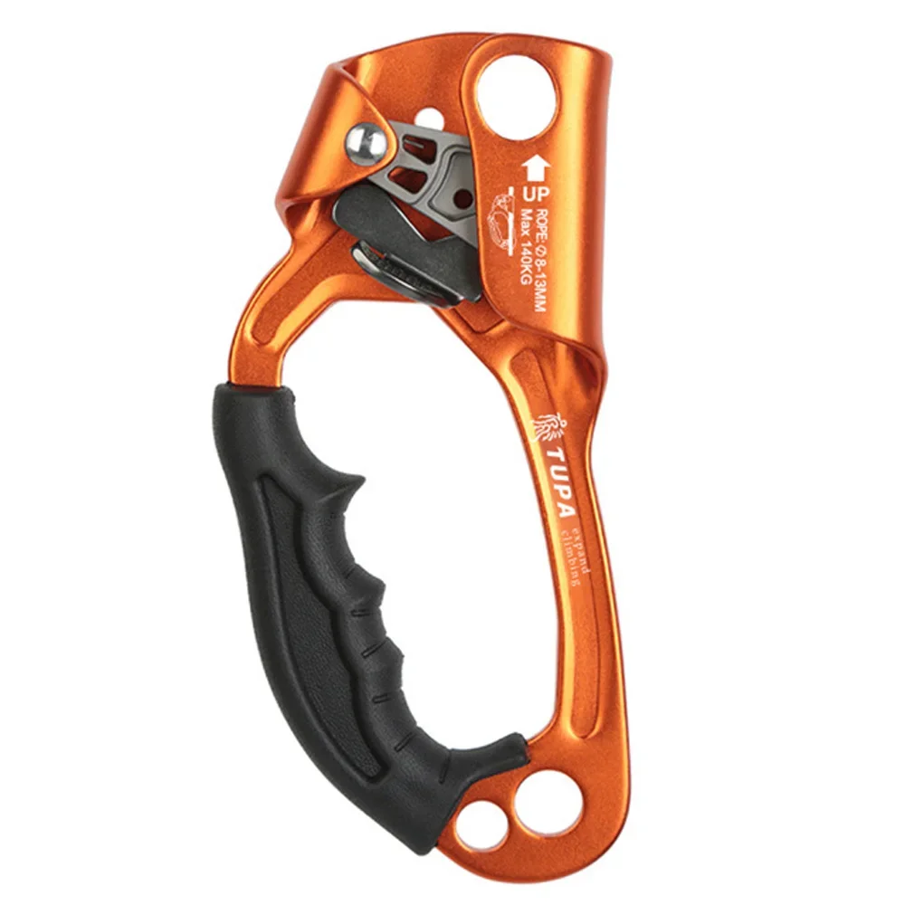 Rock Climbing Mountaineering Arborist Hand Ascender Rappelling Gear Device Clamp Equipment for 8-12mm Rope: Gold