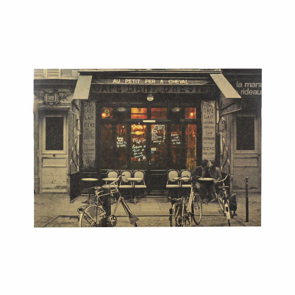 Póster de Papel Kraft para cafetería, decoración de pared de estilo Vintage, romántico y dulce, fácil de colocar, para Bar y restaurante