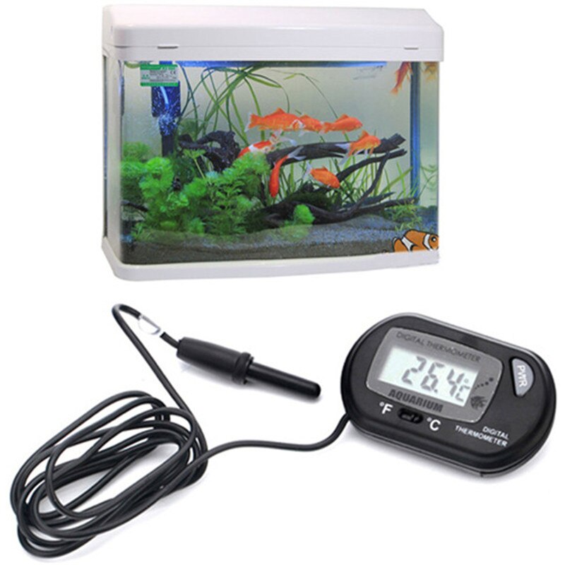 Digital LCD Aquarium Water Thermometer Probe Temperature Meter Fish Tank Thermometer Sensor Celsius Fahrenheit Display Switch