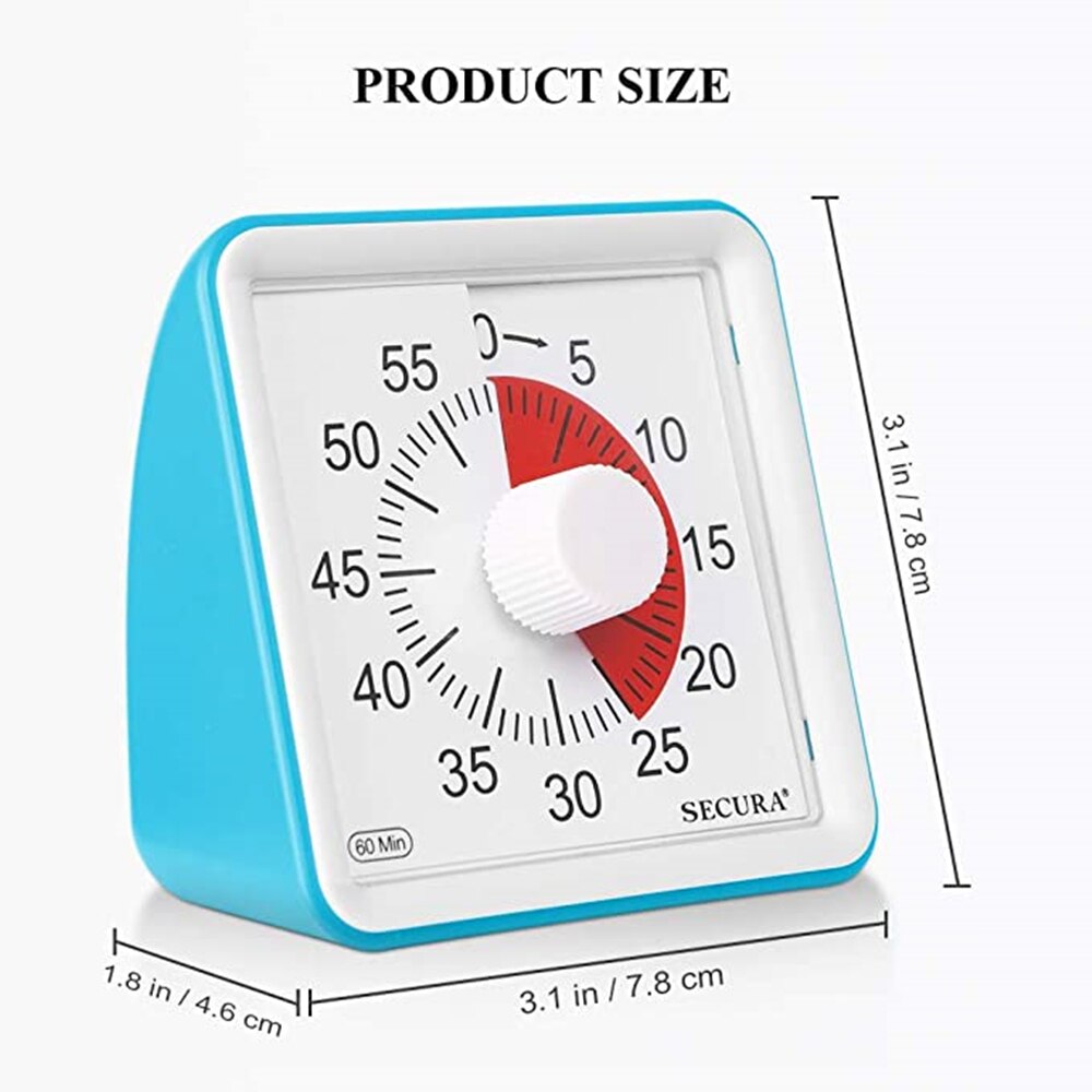 60-Minute Visual Timer, Classroom Countdown Clock, Silent Timer for Kids and Adults, Time Management Analog Timer Kitchen Gadget