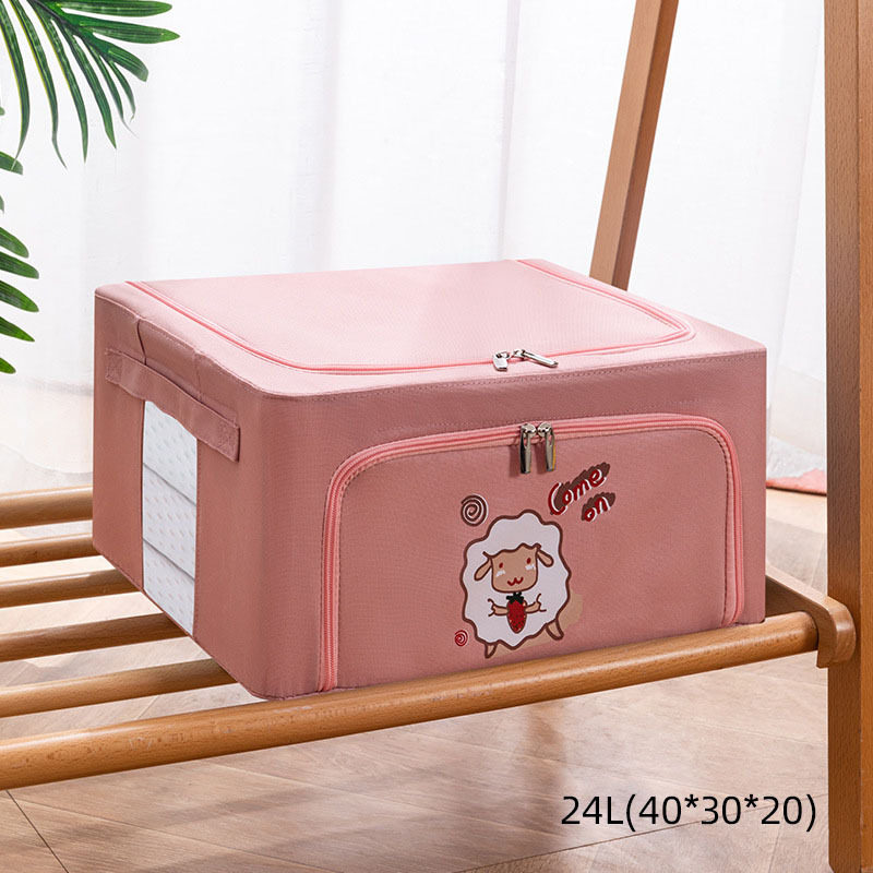 Cartoon foldable storage box household clothes quilt storage box large Oxford Bubner box storage box: pink24L-40-30-20