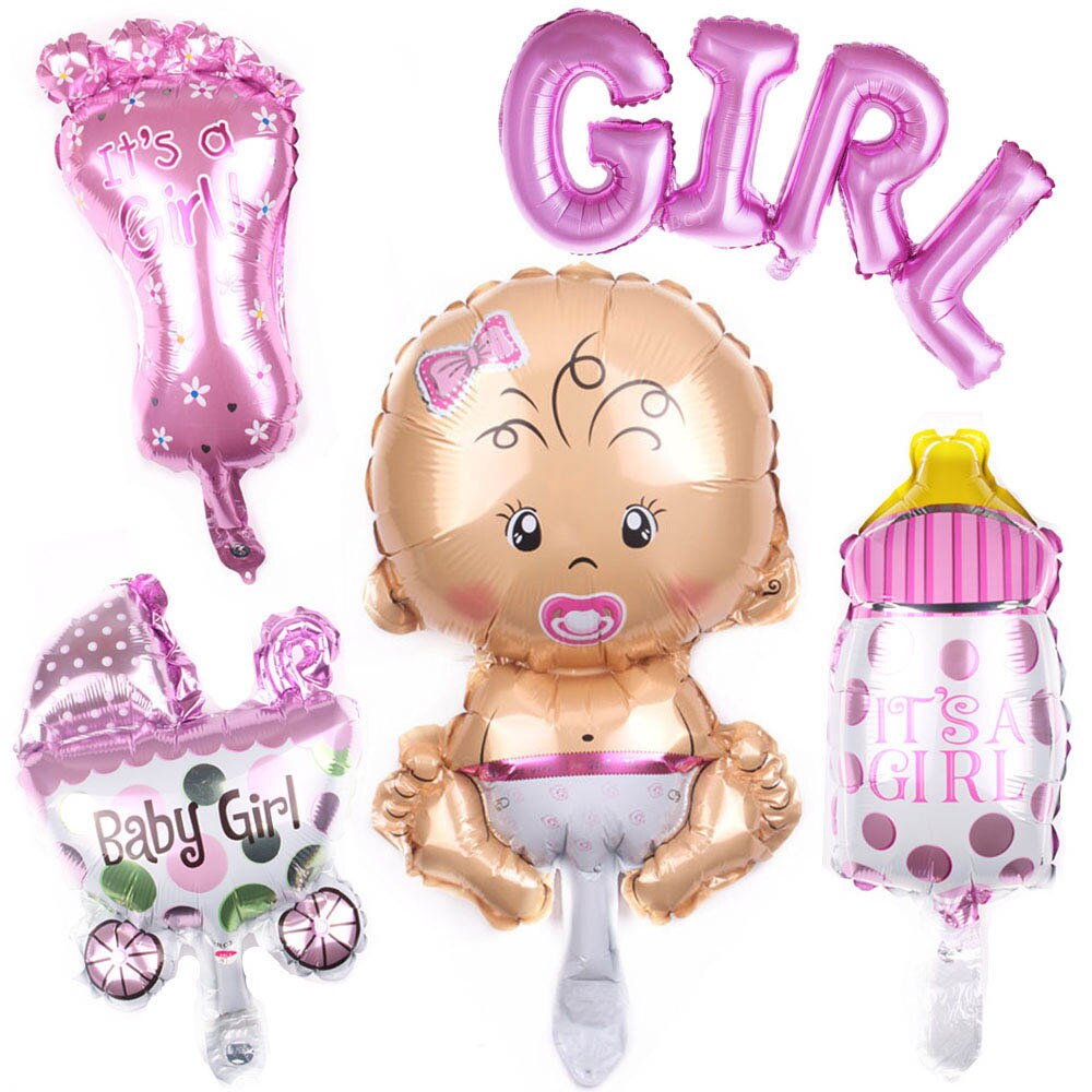 Kön avslöja porslin flicka eller pojke latex ballong banderoll papperstallrik kopp bordsduk servett baby shower födelsedagsfest inredning: Rosa