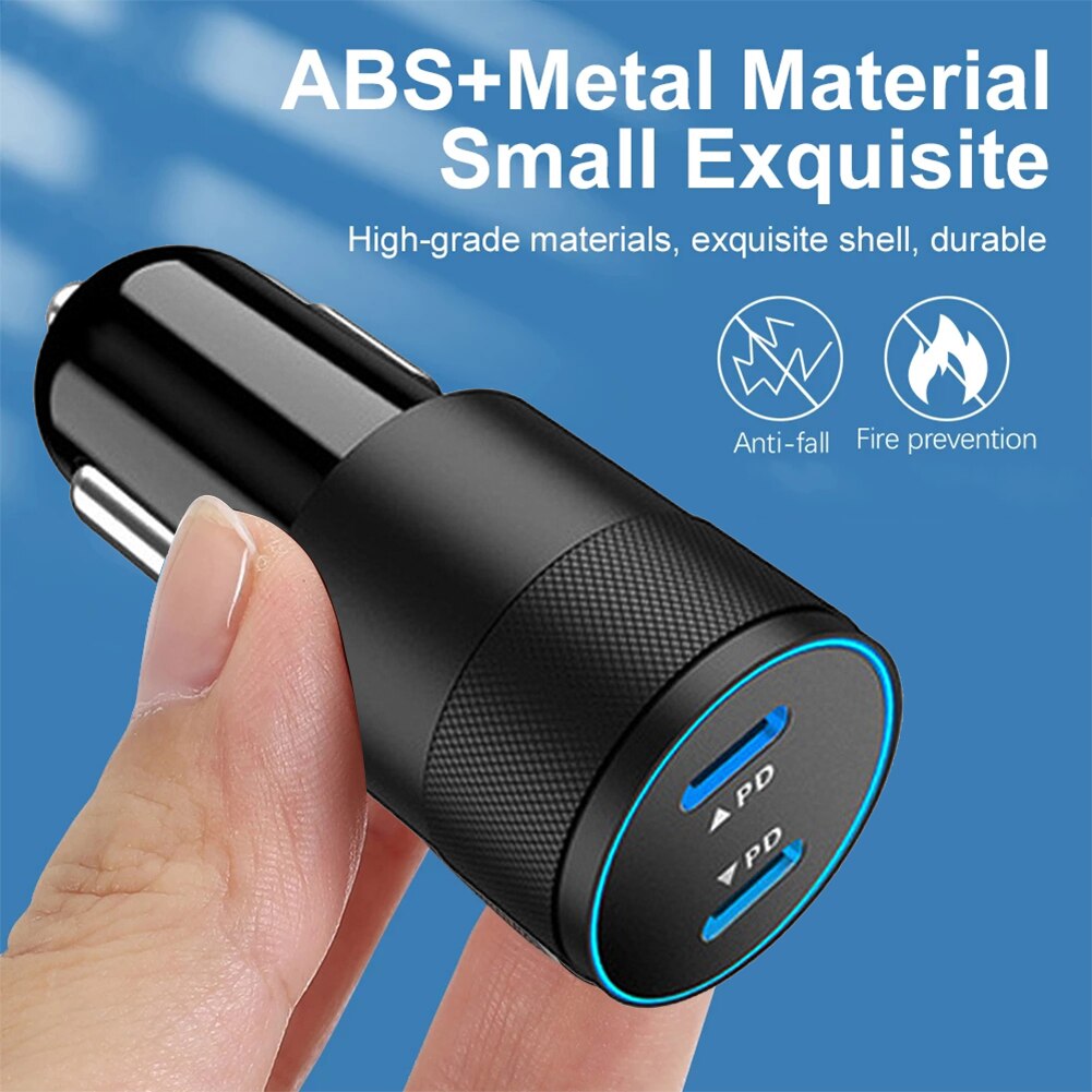 20w+20w- fach kfz-ladeadapter mit 40w  pd 2 -ports, intelligentem schutz und usb-typ-c-schnellladefunktion für iphone, samsung, huawei und xiaomi