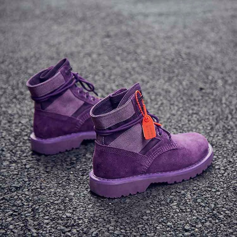 Men Brand Unisex Boots Outdoor Shoes Ankle Boots Purple Scrub British Style Short Boots Couple Shoes I3-18