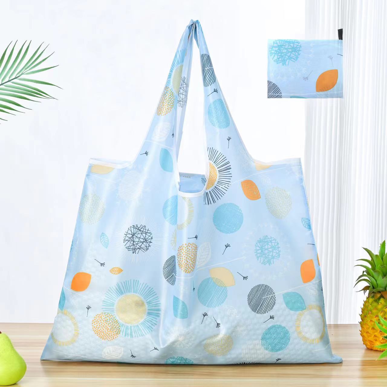 Gjenbrukbare handleposer store vaskbare handleposer bærbare sammenleggbare miljøvennlige nylon kraftige lommevesker: Korall