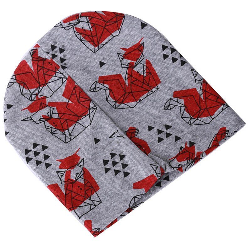 Gorros de lana de punto de algodón con doble Impresión de animales de dibujos animados de para niños y niñas gorros de invierno de primavera y otoño: No 8 Gray fox