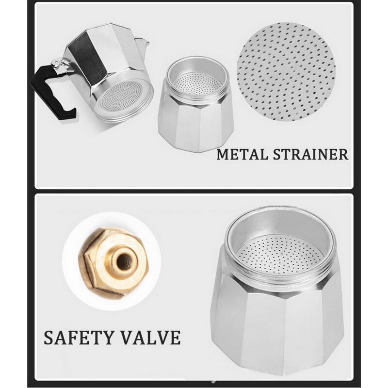 Aluminum Coffee Maker Durable Mocha Pot Percolator Pot Practical Moka Coffee Pot Cup 50/100/150/300/450/600ml