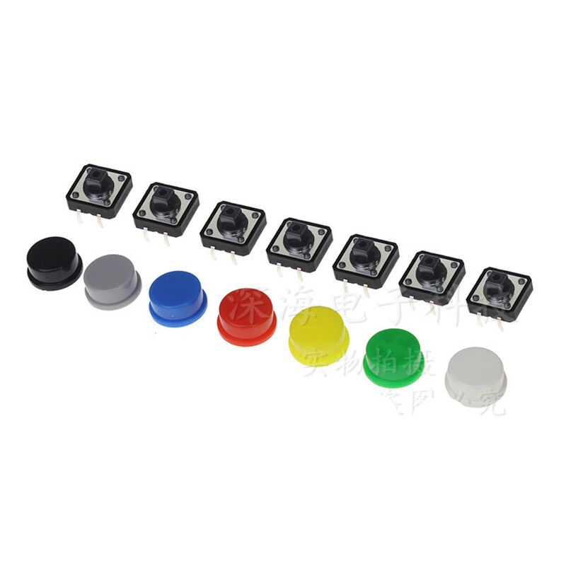 50Pcs Micro switch off-on cap cover 9.58*5.1mm Round rubber tactile push button cap Kits for 12*12*7.3mm Tact Switch Accessories