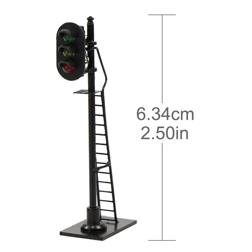 3pcs Model Railroad HO scale Traffic Signals Green Yellow Red 1:87 Block Signal Three-heads Post with Ladder JTD878GYR