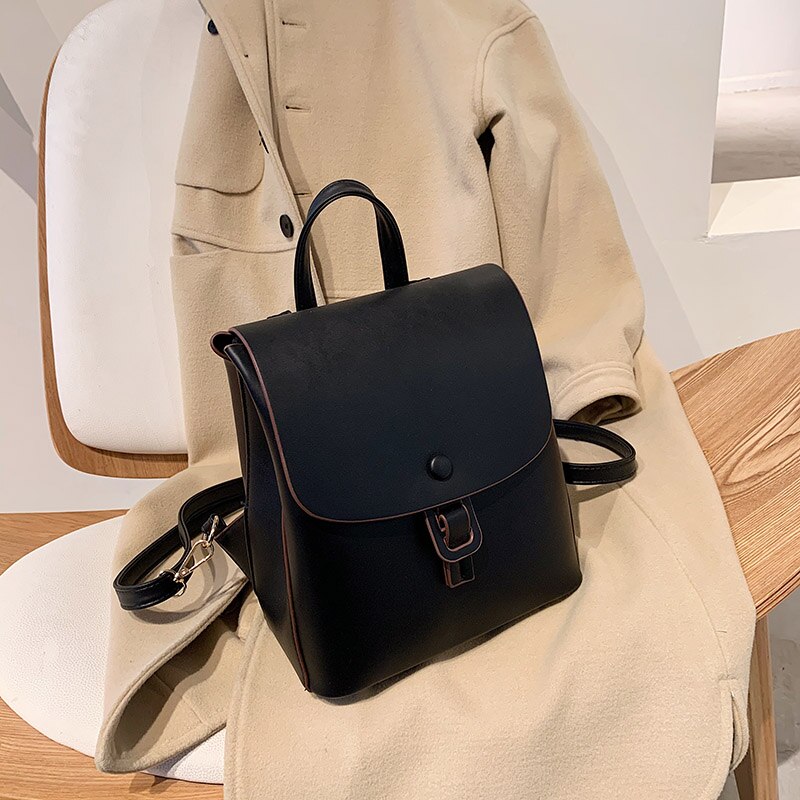 Mode Vrouwen Rugzak Tas Pu Leer Vrouwen Rugzak Ontwerpers Voor Tiener Meisje Reizen Boeken Rugzak: black
