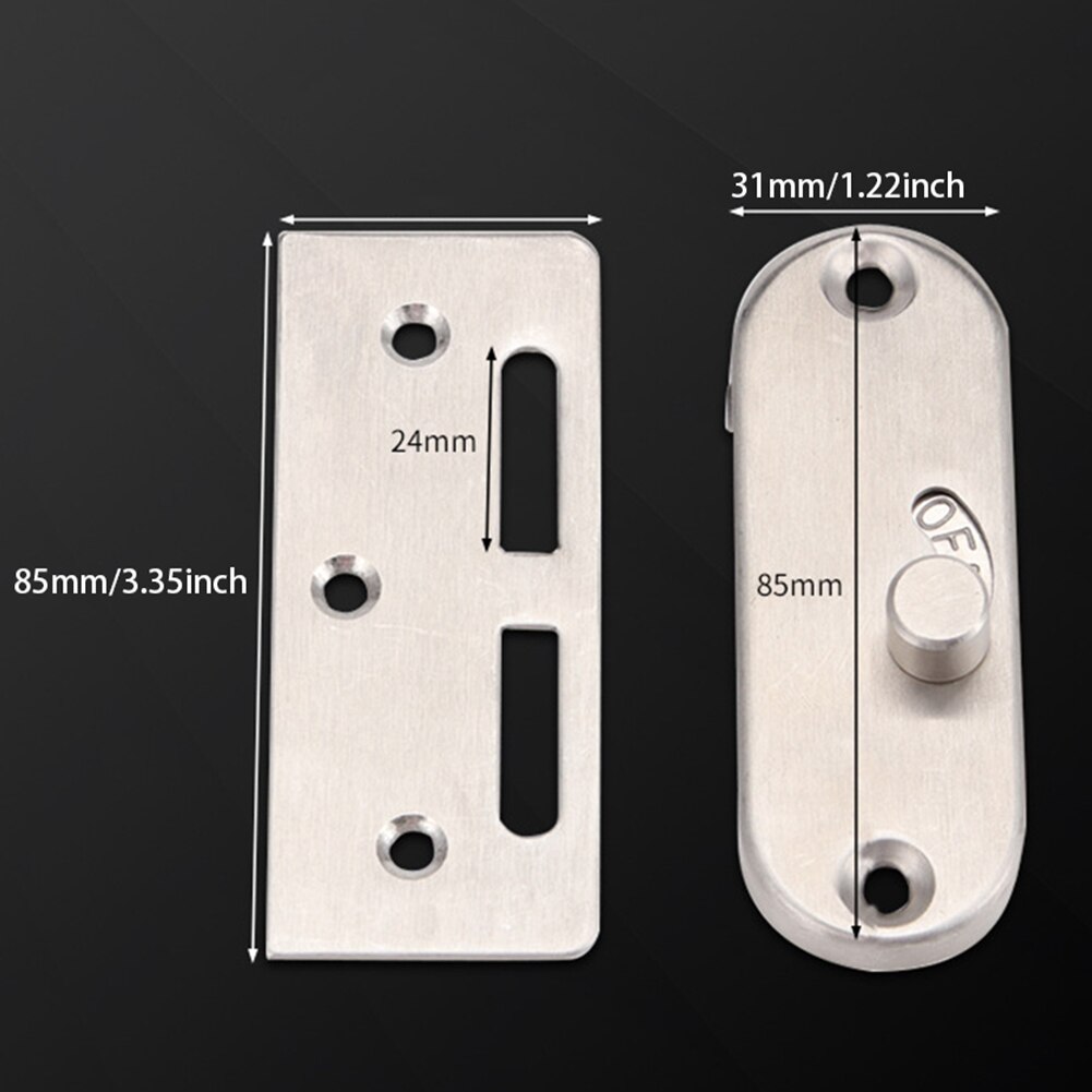 Barn Door Lock Clasp Home Hotel Stainless Steel Anti Theft Bolt Sliding 90 Degree Buckle Right Angle Curved Safety Bedroom