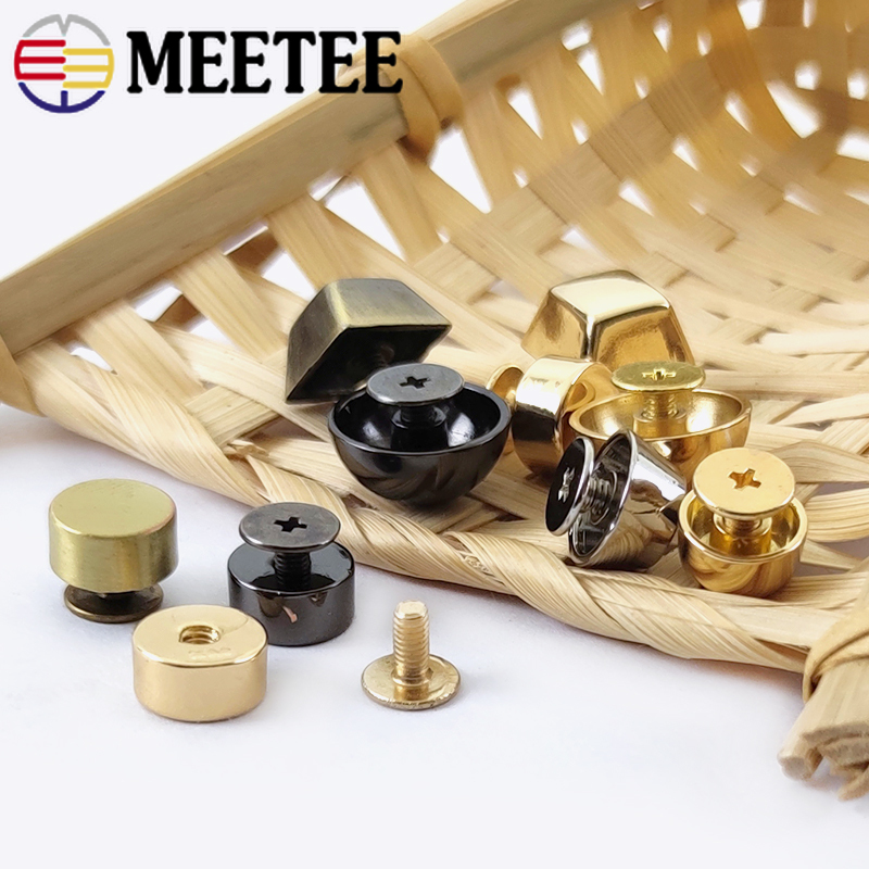 20pcs Meetee Rivets Nails for Bag Hardware Handbag Decorative Studs Button Nail Metal Buckles Clasp Snap Hook DIY Leather Craft