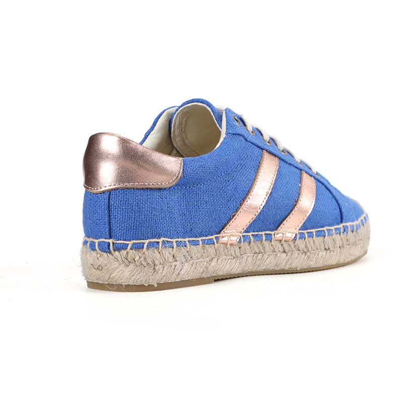 Calçado feminino com cores mistas, espadrille robusto com cadarço baixo sapatos de lona,