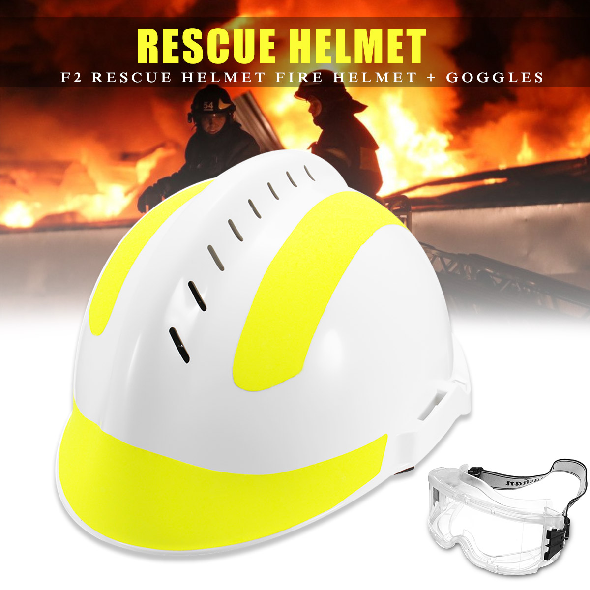 1 Set Safurance Rescue Helm Voor Fire Fighter met Beschermende Bril Veiligheid Protector Wit Werkplek Hard Hat Veiligheid Levert