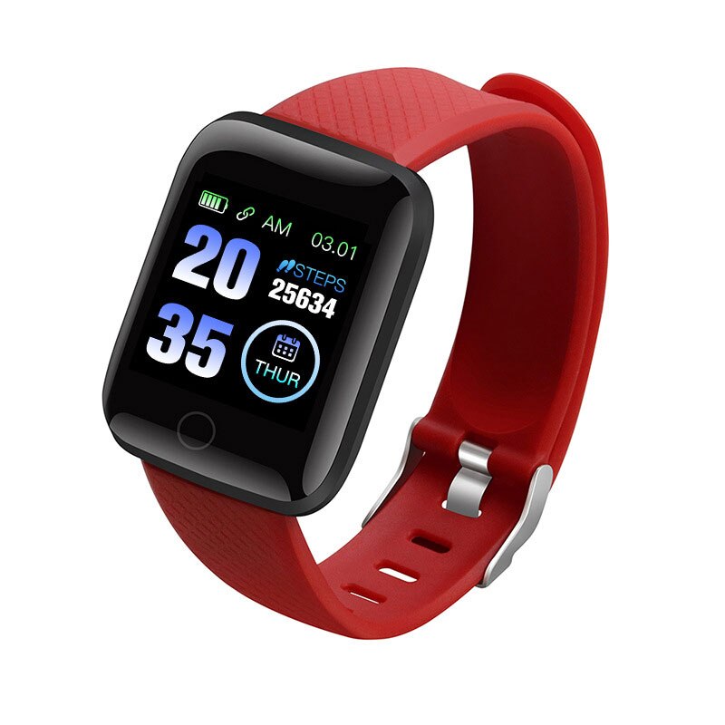 116plus Smart Watches Large Color Screen Intelligent Bracelet D13 Bracelet Exercise Meter Step Sleep Monitoring Wearable Devices: Red