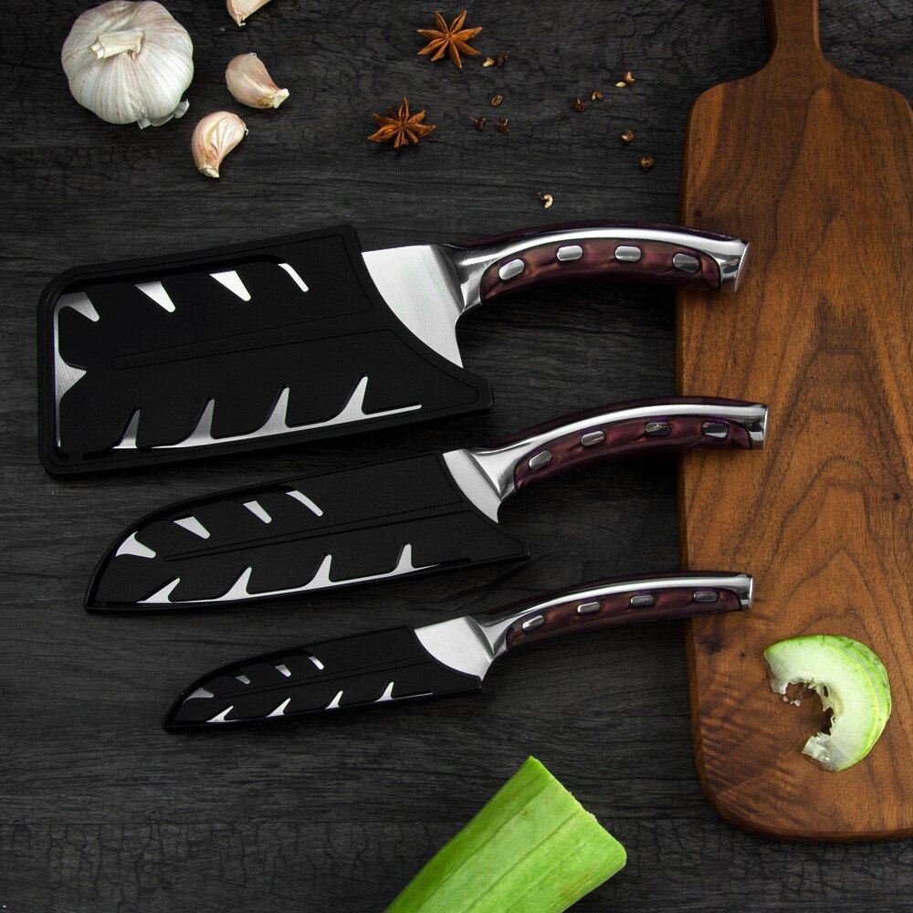 XYJ 3Stck Knochen Hacken Messer einstellen Koch Dienstprogramm Kochen Messer dauerhaft voll Seetang handhaben 7 Zoll Spalter
