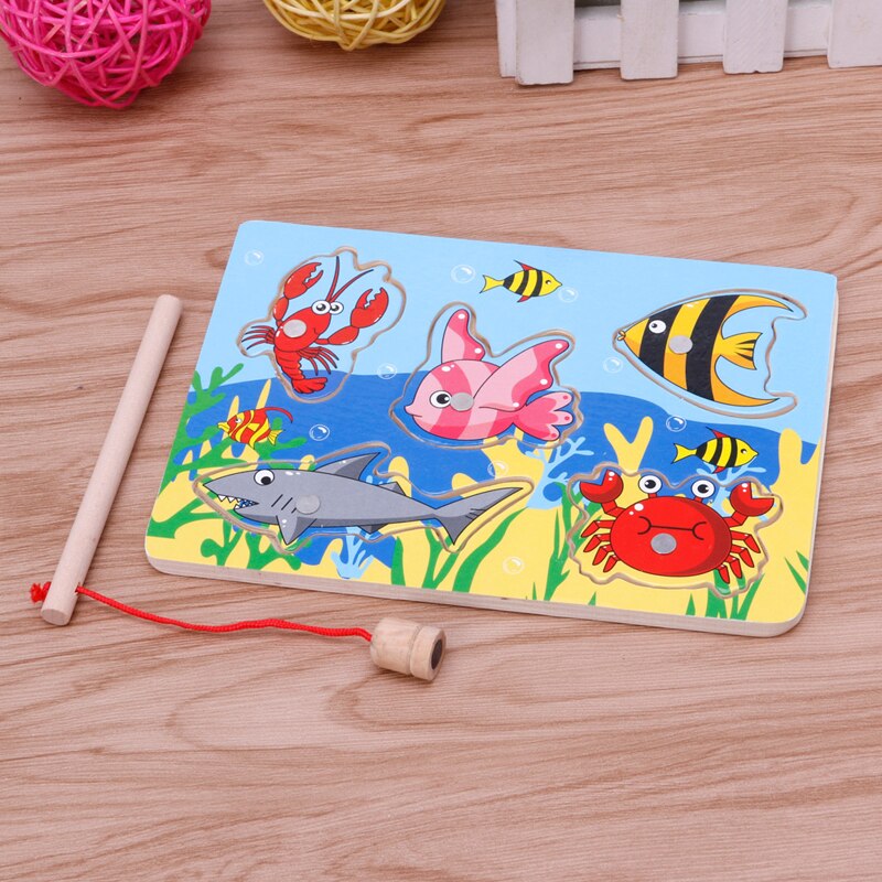 bambino Di Legno di Pesca Magnetica Gioco Da Tavolo 3D puzzle di puzzle per Bambini di Educazione Q6PD