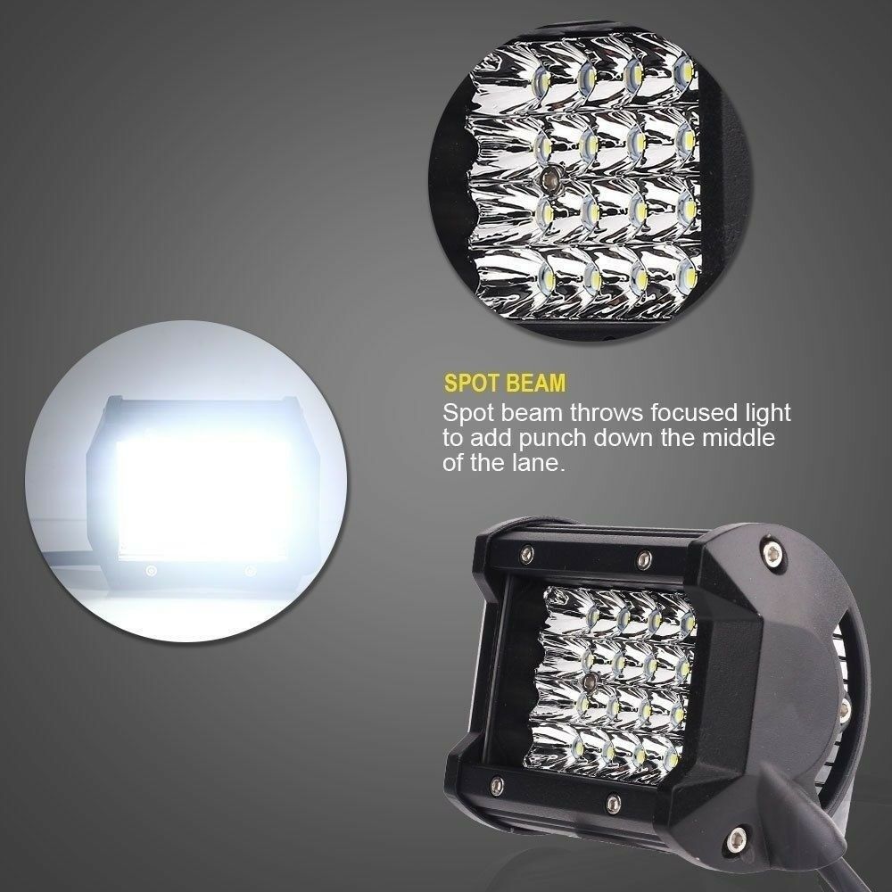 Barra de luz LED de trabajo para camiones, coches, tractores, todoterreno, SUV, 4WD, 4x4, barco, ATV, Combo de punto, 2x4 &quot;, 60W, 72W, 120W, 144W, 12V