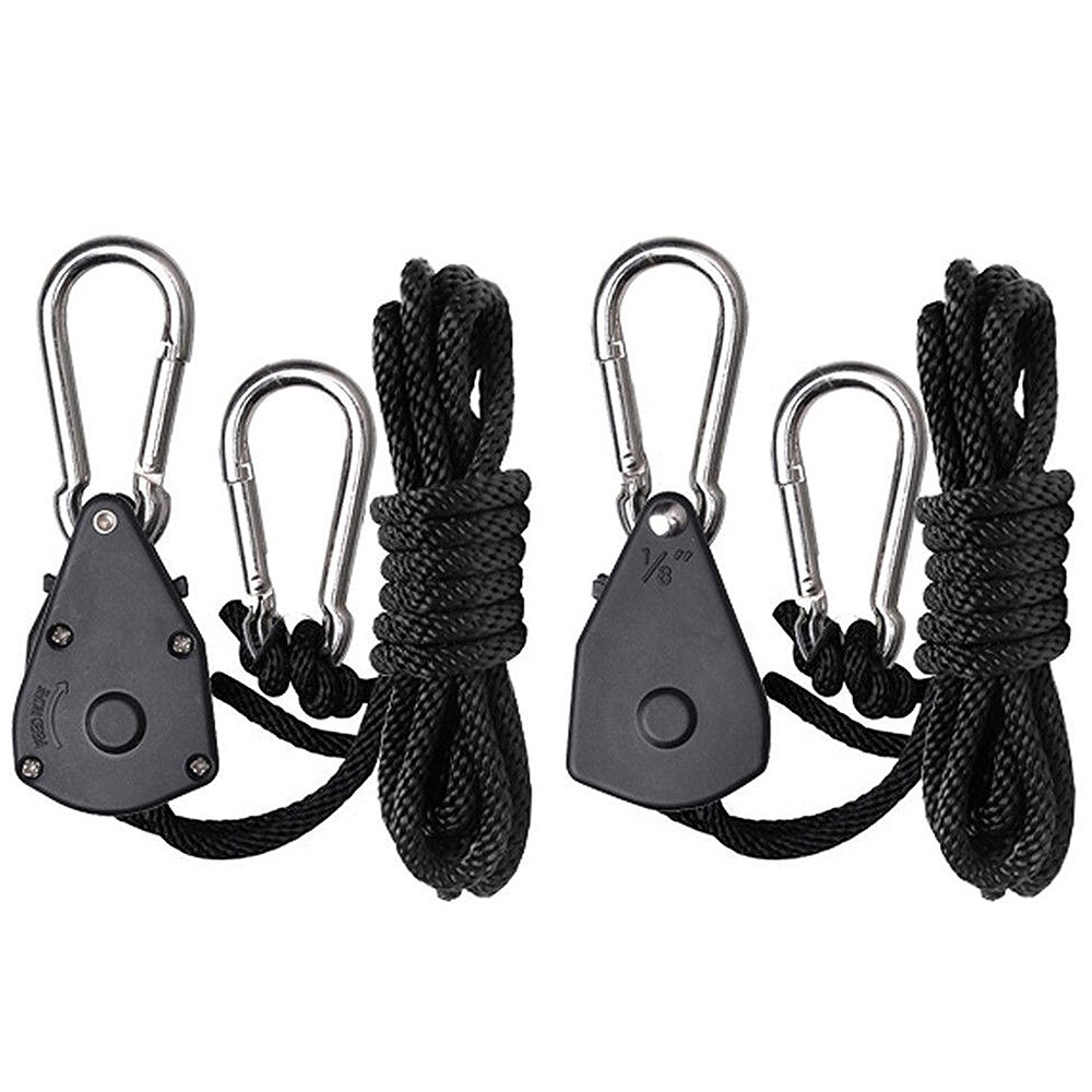 2-Pack Ratchet 1/8 Inch Verstelbare Heavy Duty Tie Down Touw Karabijnhaak Clip Hanger 150lb Capaciteit Voor Groeien licht Bagage