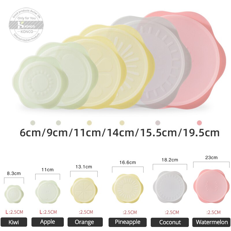 Silicone Stretch Lids, 6 Pcs of Silicone Food Covers, Reusable Bowl Lids Food Cover Wrap for Platters, Dishes, Jars and Freezer