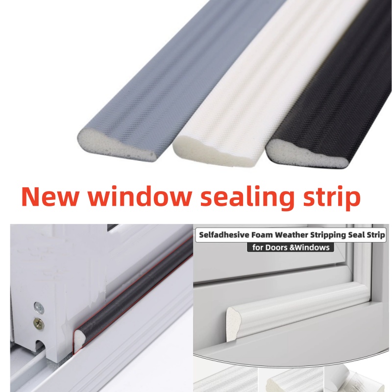 Door Window Sealing Strip Soundproof Noise Self-Adhesive Draught Exclude PU Foam Weather Stripping Door Seal Gap Filler