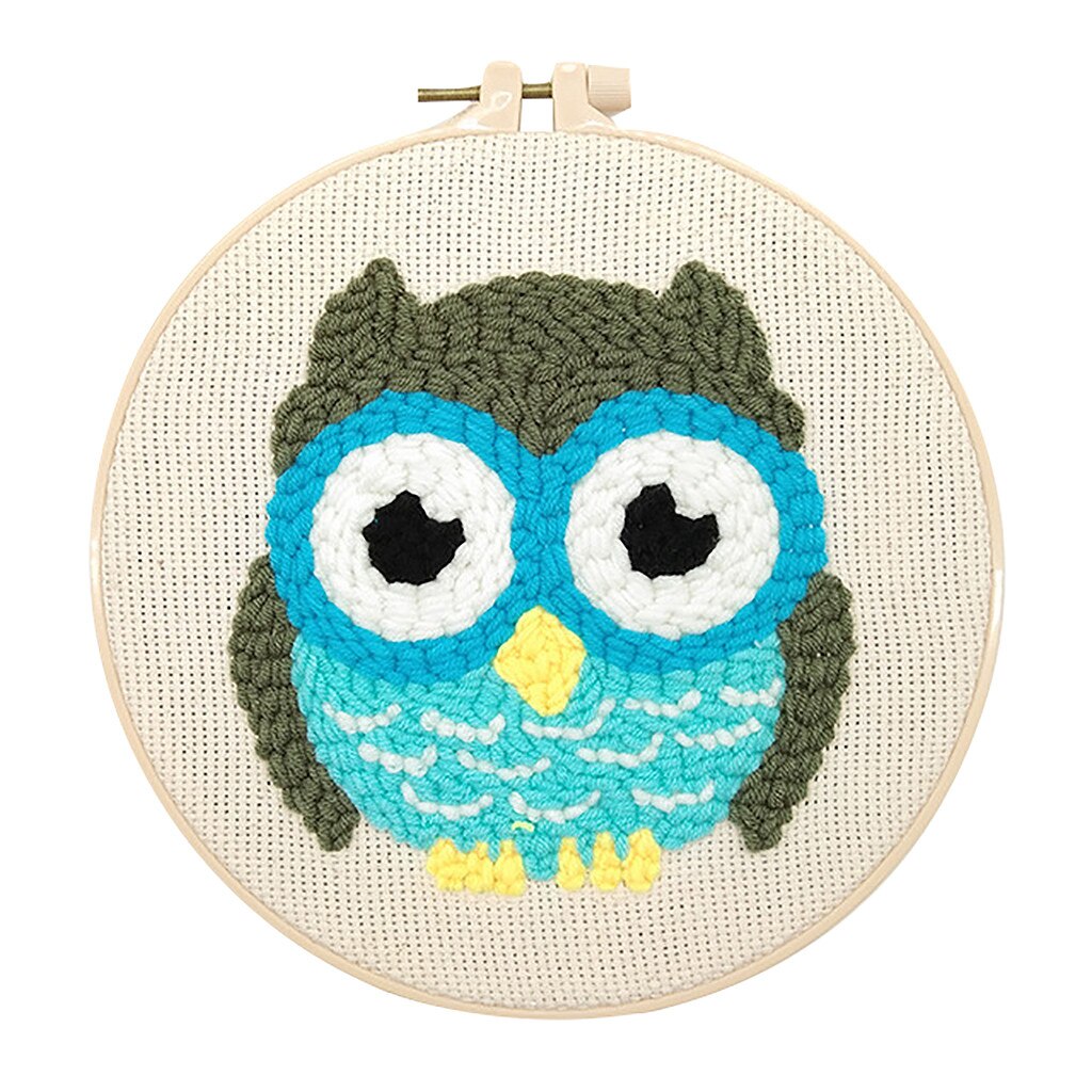 Cerceaux laine tissage ensemble bricolage dessin animé motif brodé russe Poking broderie matériel paquet poinçon aiguille broderie # F: F